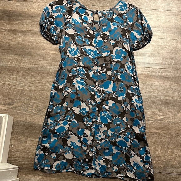 Next Floral Blue and Gray A/line mini Dress with pockets Size Small - Picture 8 of 8